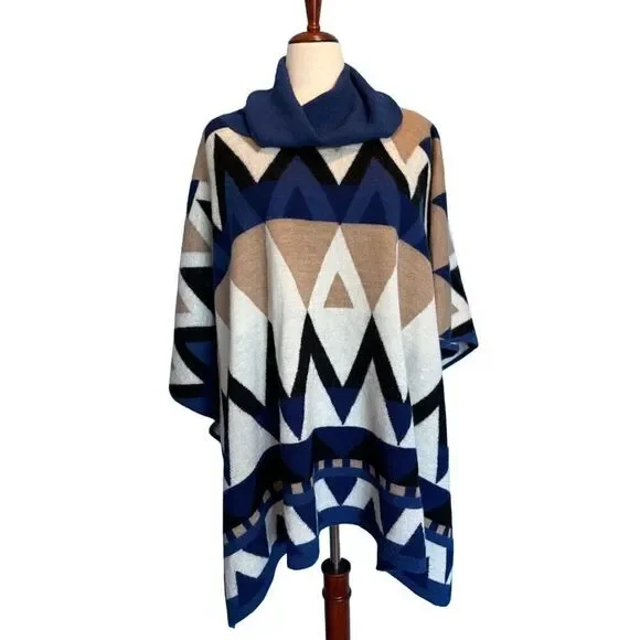 Mint! Peruvian Connection Sweater Poncho Cowl Neck Baby Alpaca Wool O/S - Picture 1 of 8